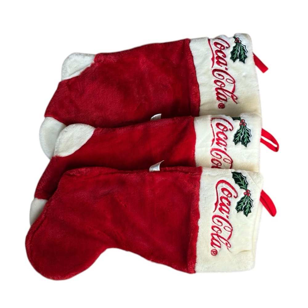 Vintage 1998 Coca-Cola Red and White Christmas Stockings
